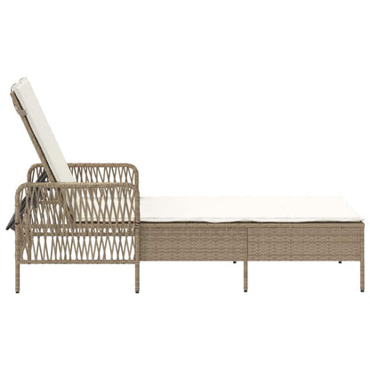 Sonnenliege Beige und Cremeweiß 55 x 200 x 92 cm Poly-Rattan
