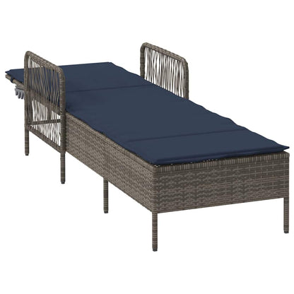 Sonnenliege Grau und Marineblau 55 x 200 x 92 cm Poly-Rattan