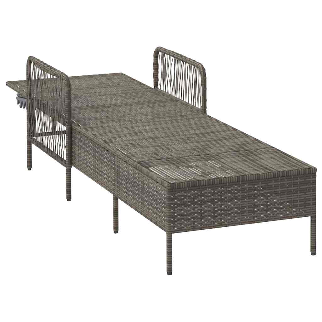 Sonnenliege Grau und Marineblau 55 x 200 x 92 cm Poly-Rattan