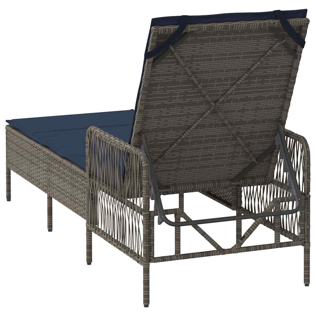 Sonnenliege Grau und Marineblau 55 x 200 x 92 cm Poly-Rattan