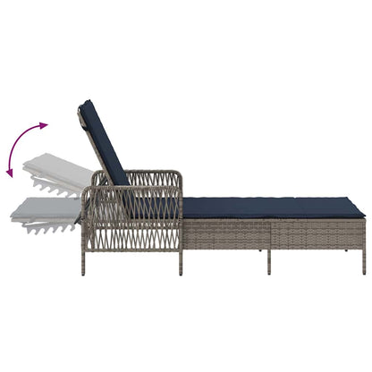 Sonnenliege Grau und Marineblau 55 x 200 x 92 cm Poly-Rattan