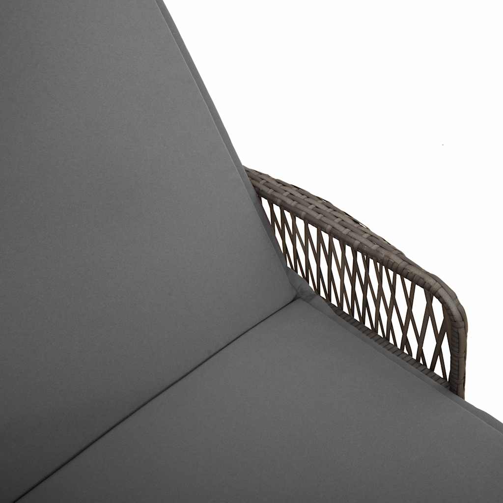 Sonnenliege mit Kissen 3 pcs Grau und Dunkelgrau Poly-Rattan