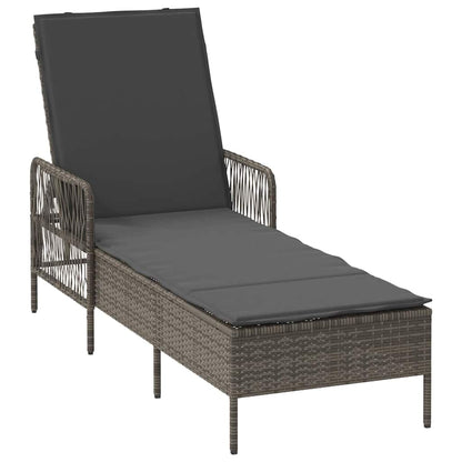 Sonnenliege mit Kissen 3 pcs Grau und Dunkelgrau Poly-Rattan