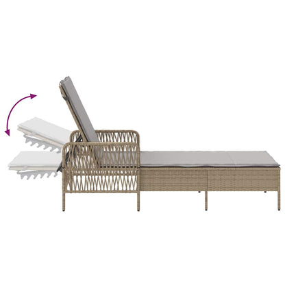 Sonnenliege mit Kissen 3 pcs Beige und Hellgrau Poly-Rattan