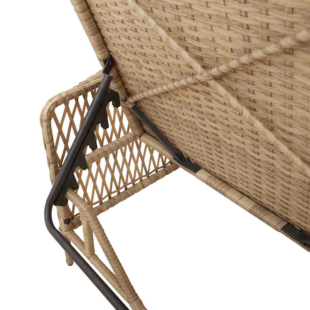 Sonnenliege mit Kissen 3 pcs Beige und Cremeweiß Poly-Rattan