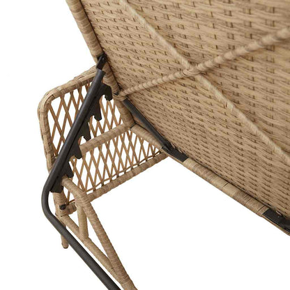 Sonnenliege mit Kissen 3 pcs Beige und Cremeweiß Poly-Rattan