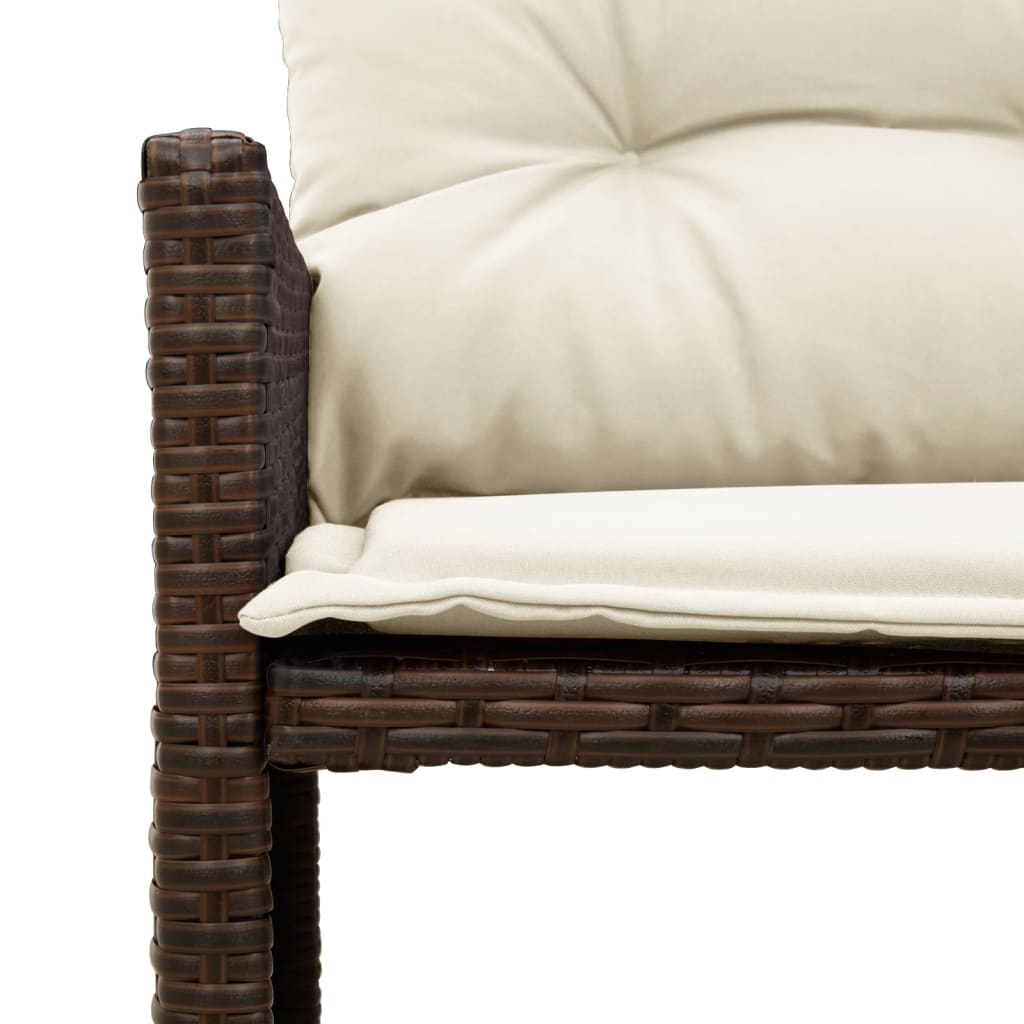vidaXL Canapé de jardin d'angle avec table et coussins en polyrotin marron