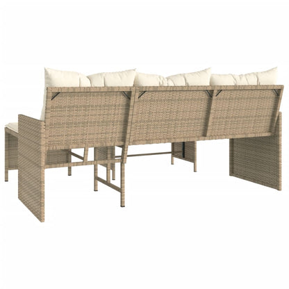 vidaXL Canapé de jardin d'angle avec table et coussins Beige Résine tressée