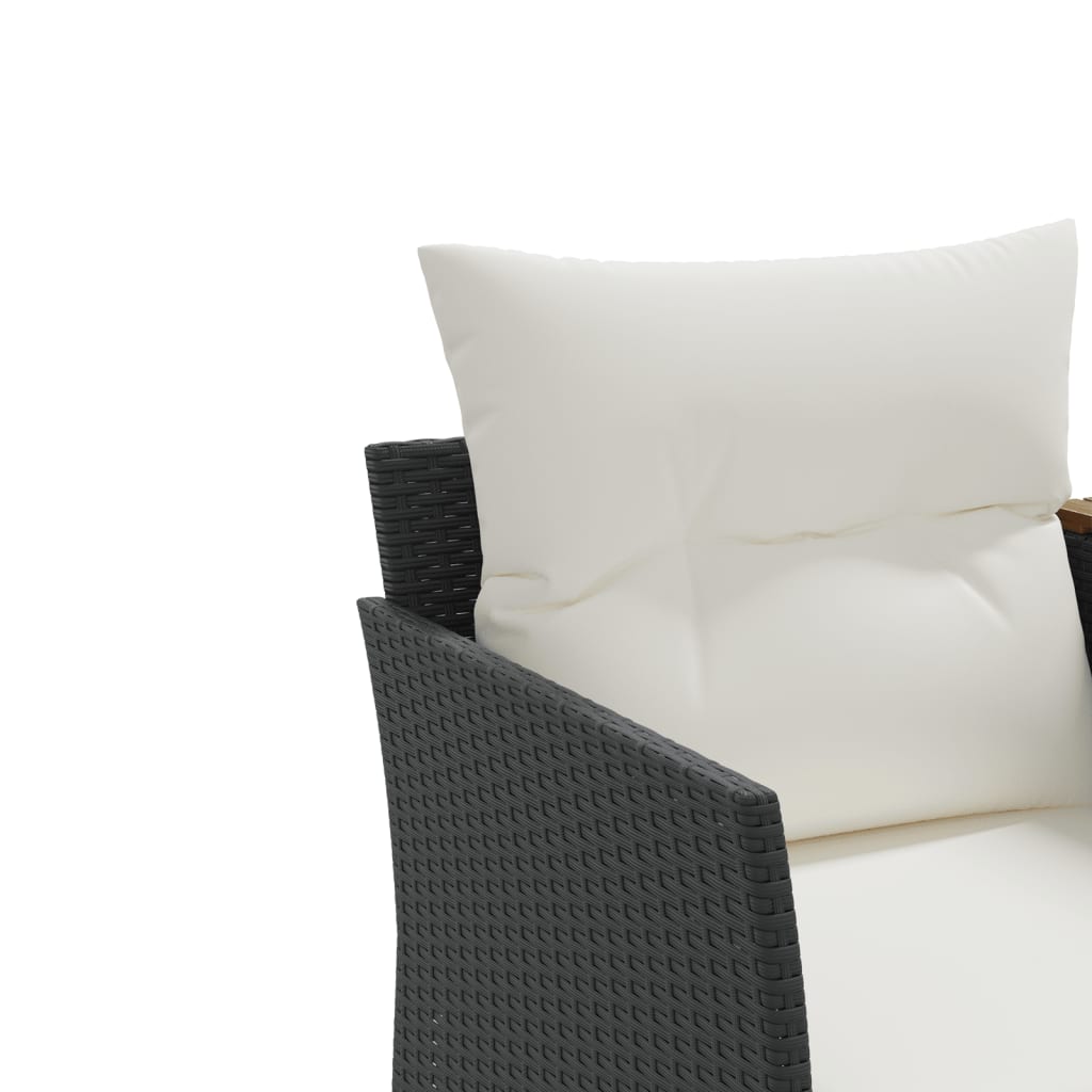 vidaXL Gartensofa 2-Sitzer mit Hockern Schwarz Poly Rattan