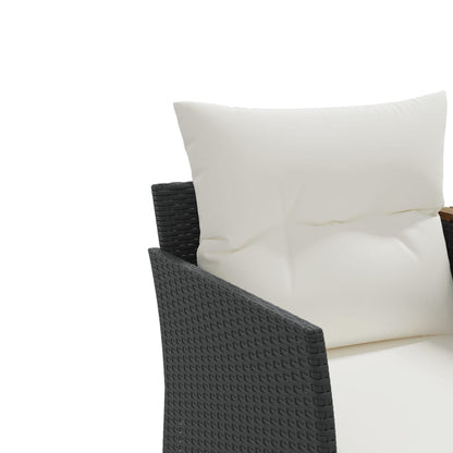 vidaXL Gartensofa 2-Sitzer mit Hockern Schwarz Poly Rattan