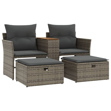 vidaXL Canapé de jardin 2 places avec repose-pieds Gris Résine tressée
