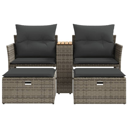 vidaXL Canapé de jardin 2 places avec repose-pieds Gris Résine tressée