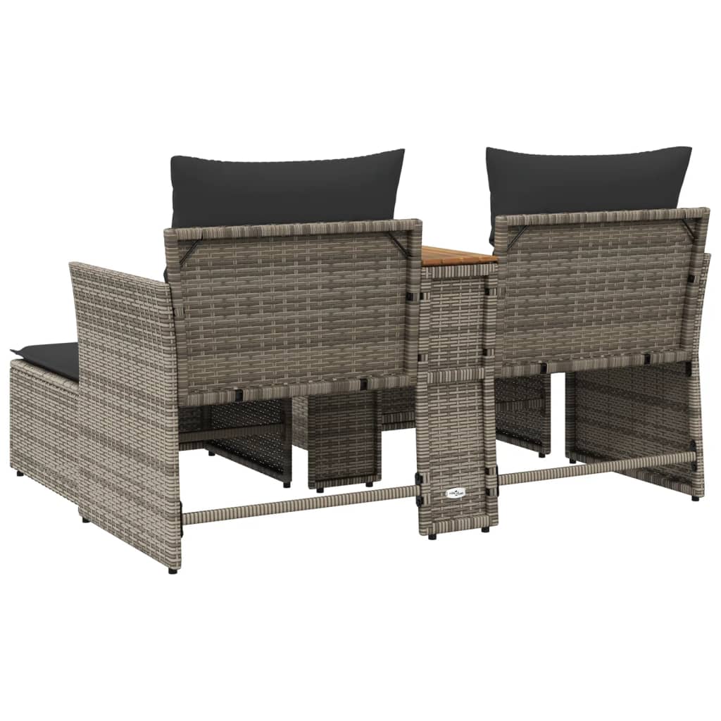 vidaXL Canapé de jardin 2 places avec repose-pieds Gris Résine tressée