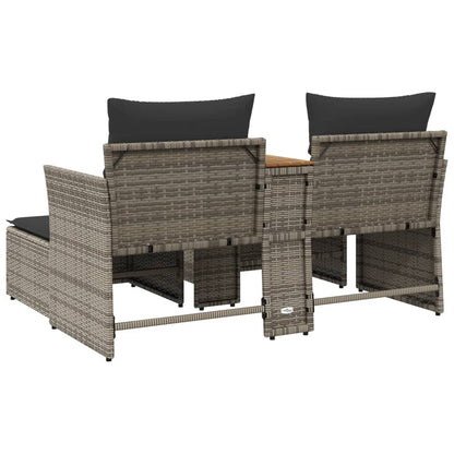 vidaXL Canapé de jardin 2 places avec repose-pieds Gris Résine tressée