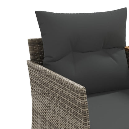 vidaXL Canapé de jardin 2 places avec repose-pieds Gris Résine tressée