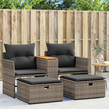 vidaXL Canapé de jardin 2 places avec repose-pieds Gris Résine tressée