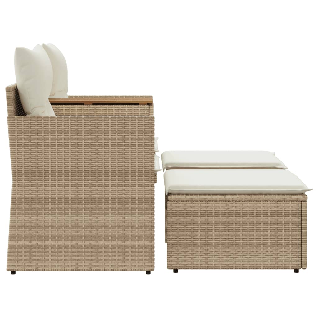 vidaXL Canapé de jardin 2 places avec repose-pieds en polyrotin beige