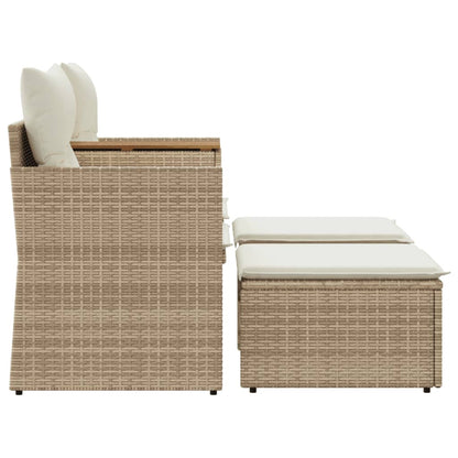 vidaXL Canapé de jardin 2 places avec repose-pieds en polyrotin beige