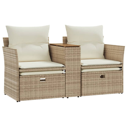 vidaXL Canapé de jardin 2 places avec repose-pieds en polyrotin beige
