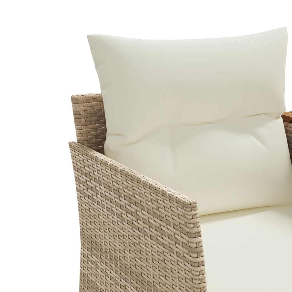 vidaXL Canapé de jardin 2 places avec repose-pieds en polyrotin beige