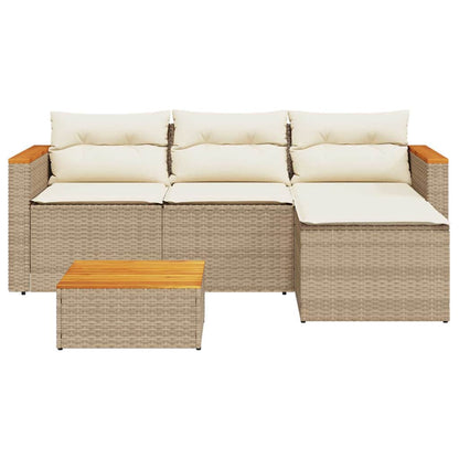 vidaXL 3-tlg. Garten-Sofagarnitur mit Kissen Beige Poly Rattan
