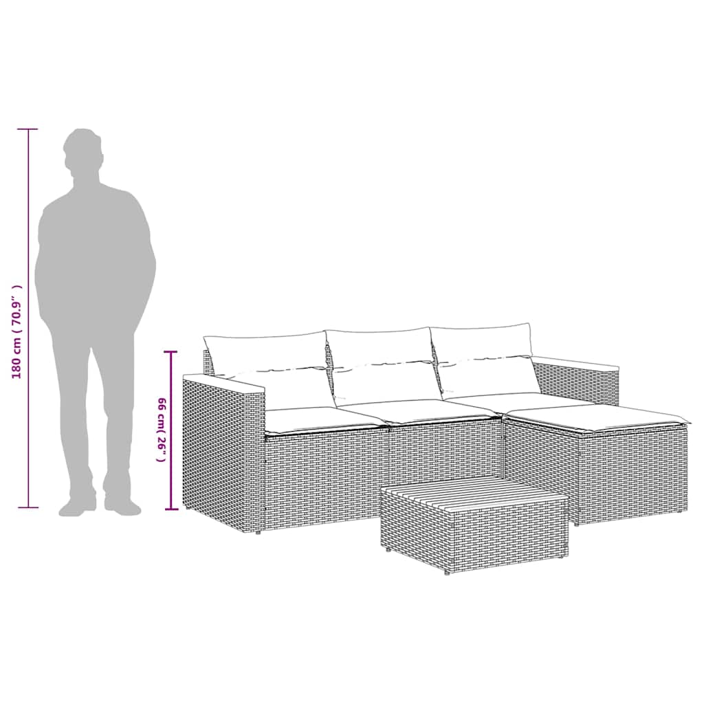vidaXL 3-tlg. Garten-Sofagarnitur mit Kissen Beige Poly Rattan