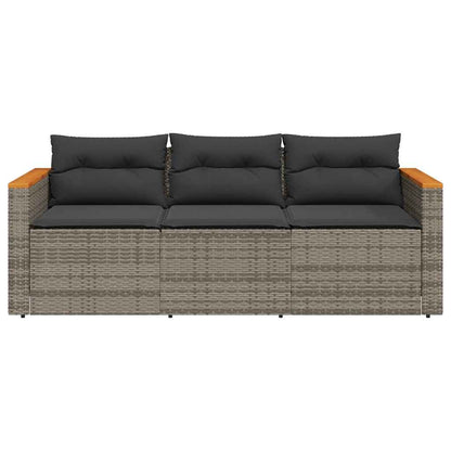 vidaXL Canapé de jardin 3 places avec coussins en résine tressée gris