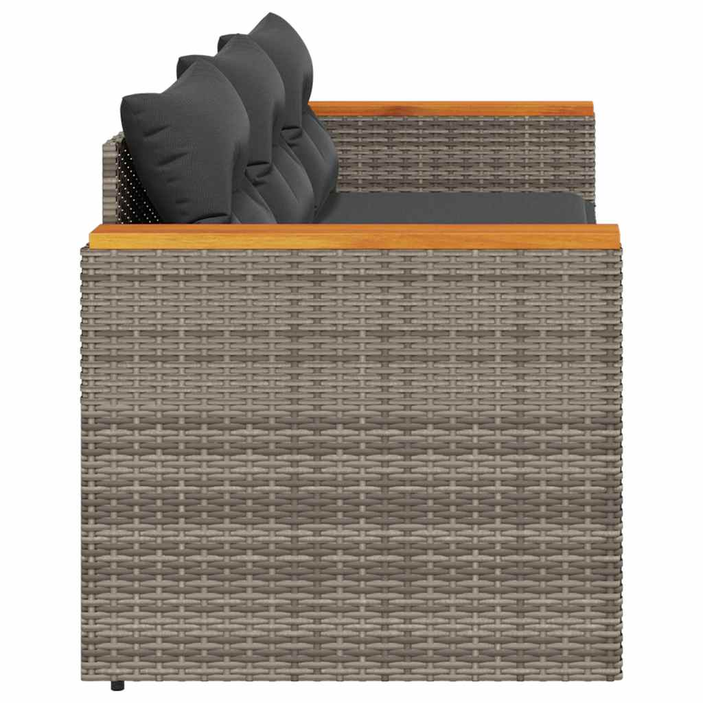 vidaXL Canapé de jardin 3 places avec coussins en résine tressée gris