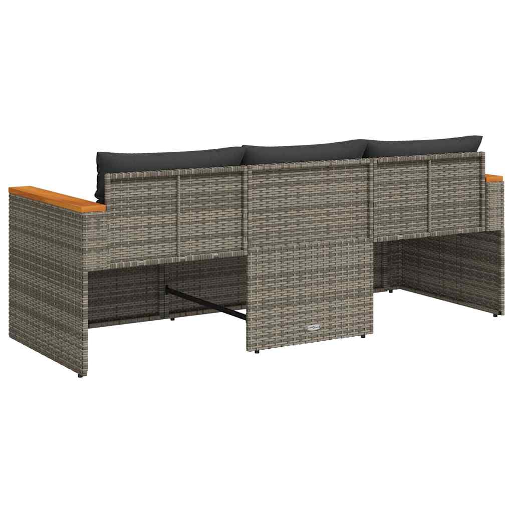 vidaXL Canapé de jardin 3 places avec coussins en résine tressée gris
