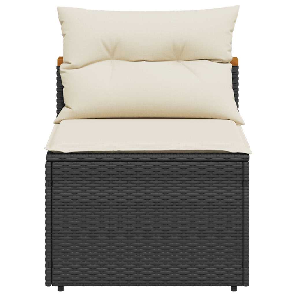 vidaXL Canapés de jardin sans accoudoirs avec coussins 2 pcs Noir Résine tressée