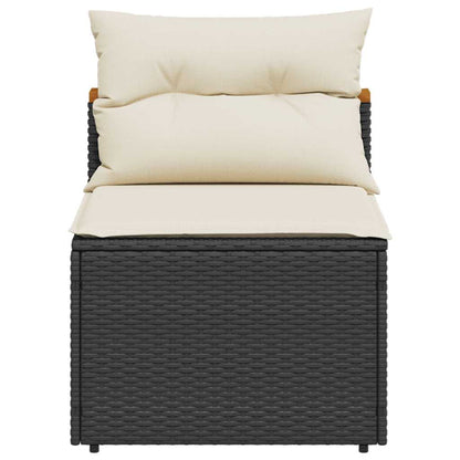 vidaXL Canapés de jardin sans accoudoirs avec coussins 2 pcs Noir Résine tressée
