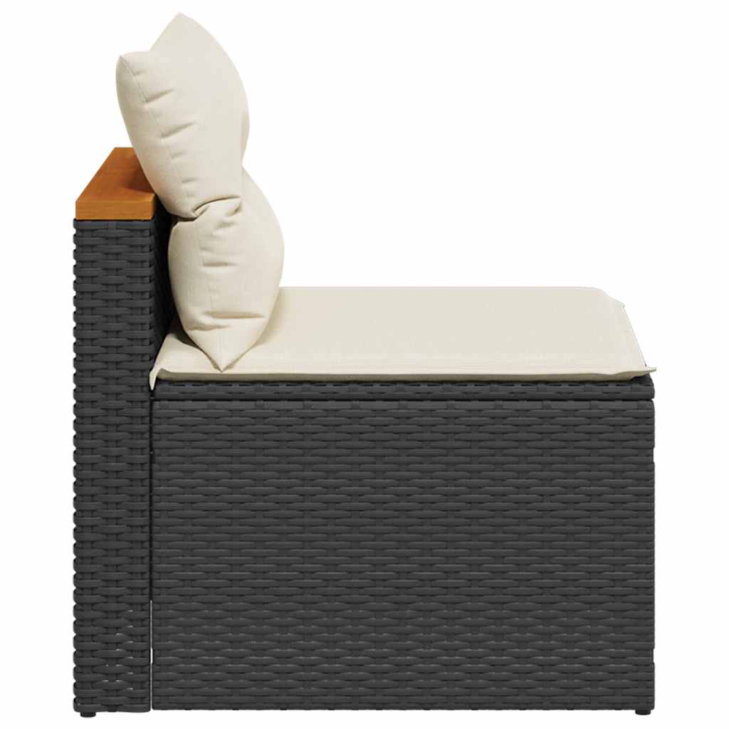 vidaXL Canapés de jardin sans accoudoirs avec coussins 2 pcs Noir Résine tressée