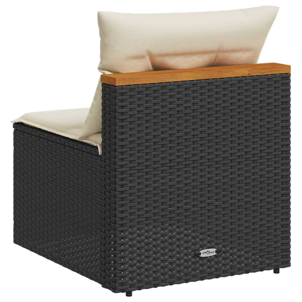 vidaXL Canapés de jardin sans accoudoirs avec coussins 2 pcs Noir Résine tressée