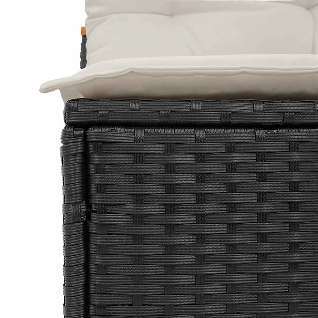 vidaXL Canapés de jardin sans accoudoirs avec coussins 2 pcs Noir Résine tressée