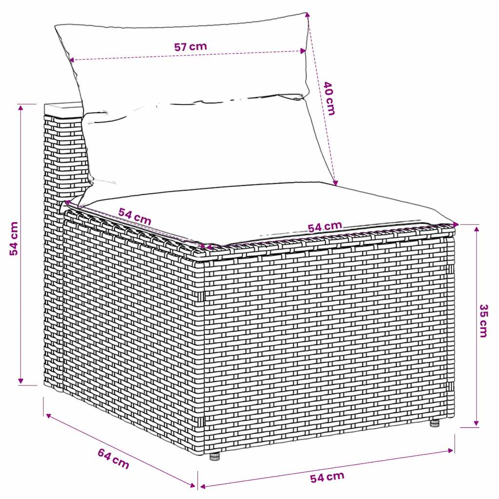 vidaXL Canapés de jardin sans accoudoirs avec coussins 2 pcs Noir Résine tressée