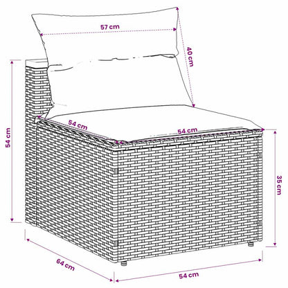 vidaXL Canapés de jardin sans accoudoirs avec coussins 2 pcs Noir Résine tressée