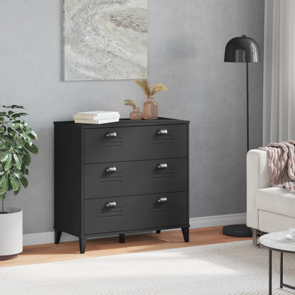 vidaXL Commode VIKEN Panneau d'aggloméré Noir