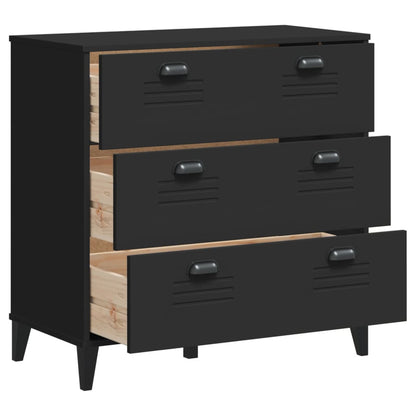 vidaXL Commode VIKEN Panneau d'aggloméré Noir