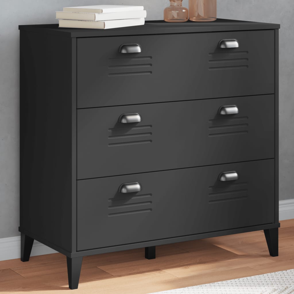 vidaXL Commode VIKEN Panneau d'aggloméré Noir