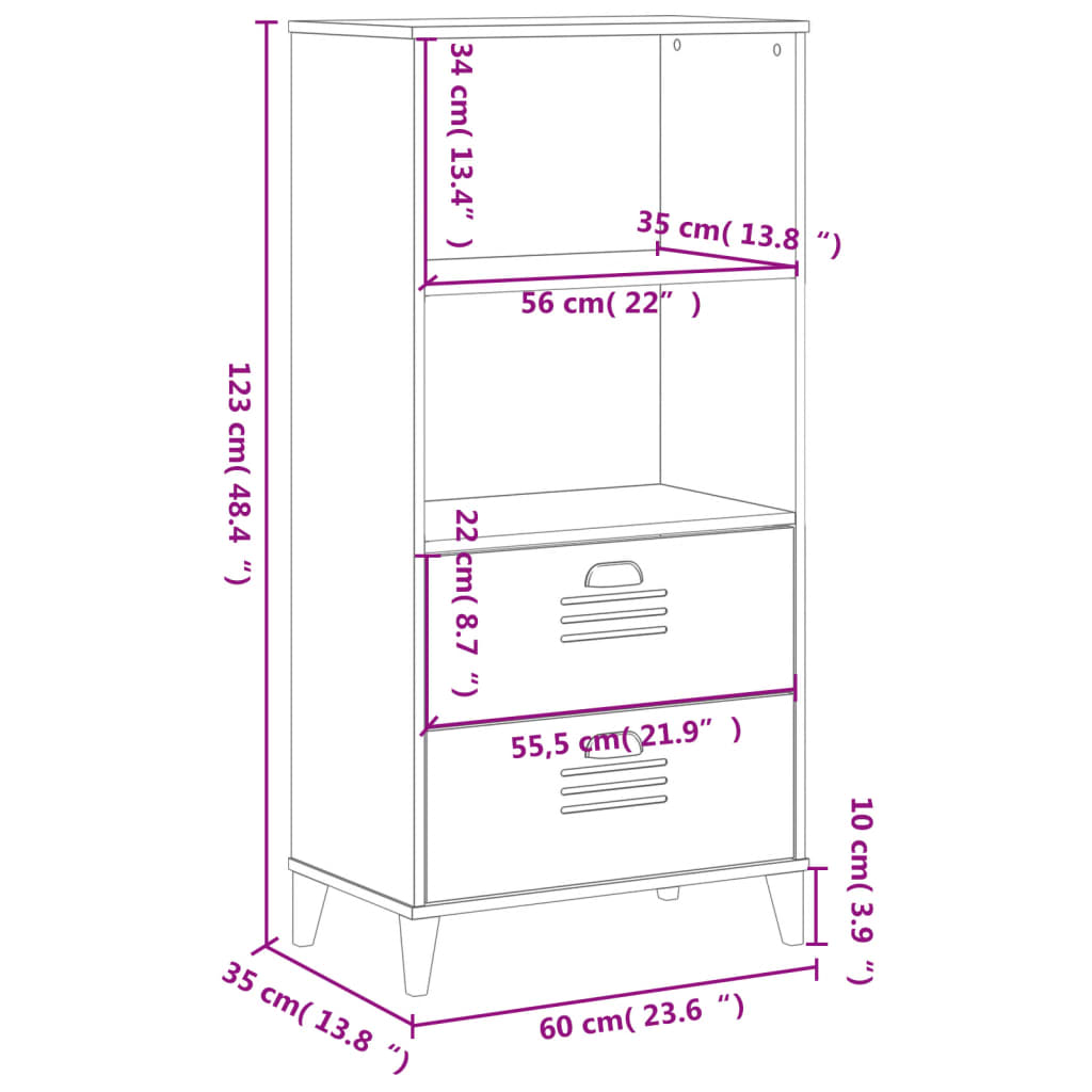 vidaXL Bücherschrank VIKEN Anthrazit 60x35x123 cm Holzwerkstoff