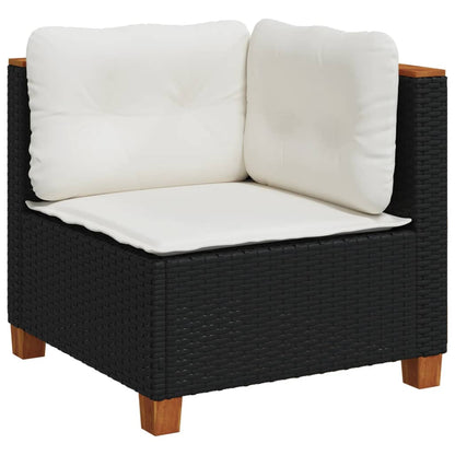 vidaXL Canapé d'angle de jardin avec coussins Noir Résine tressée
