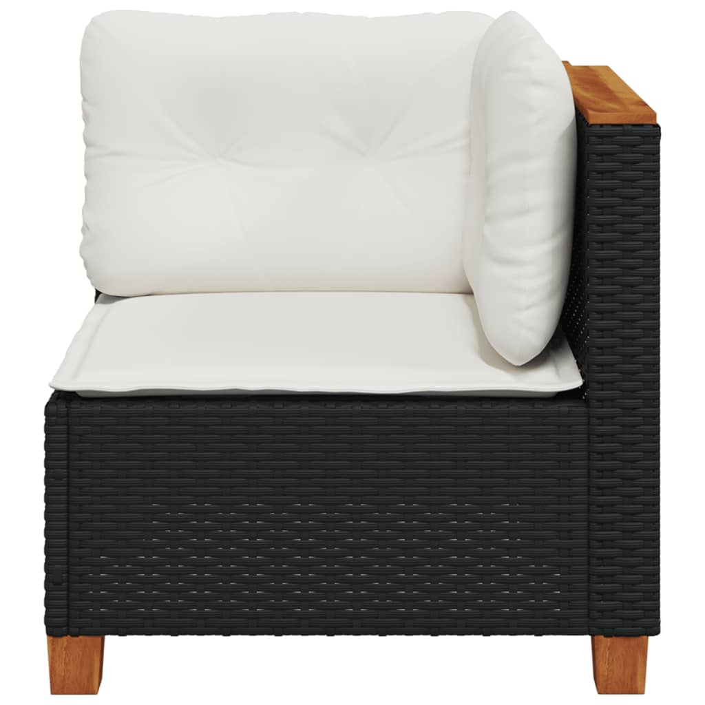 vidaXL Canapé d'angle de jardin avec coussins Noir Résine tressée