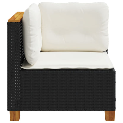 vidaXL Canapé d'angle de jardin avec coussins Noir Résine tressée