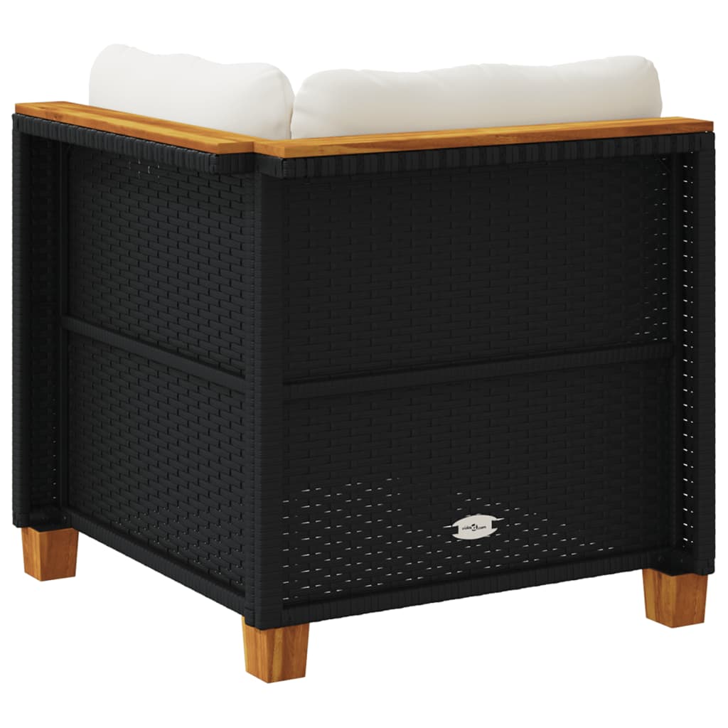 vidaXL Canapé d'angle de jardin avec coussins Noir Résine tressée
