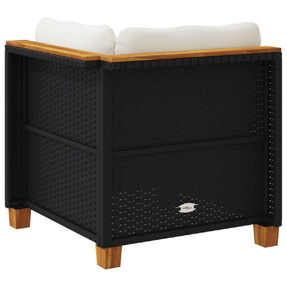 vidaXL Canapé d'angle de jardin avec coussins Noir Résine tressée