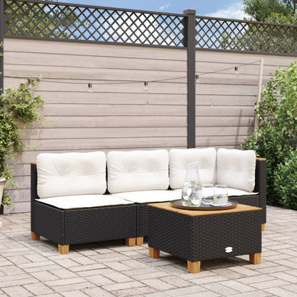 vidaXL Canapé d'angle de jardin avec coussins Noir Résine tressée