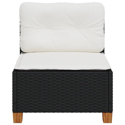 vidaXL Canapé de jardin sans accoudoirs avec coussins Noir Résine tressée