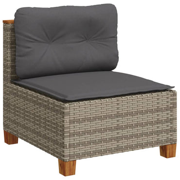 vidaXL Canapé de jardin sans accoudoirs avec coussin gris résine tressée