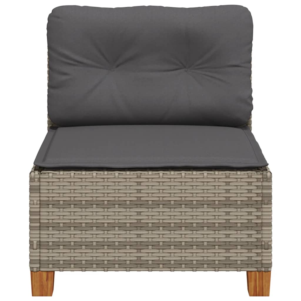 vidaXL Canapé de jardin sans accoudoirs avec coussin gris résine tressée