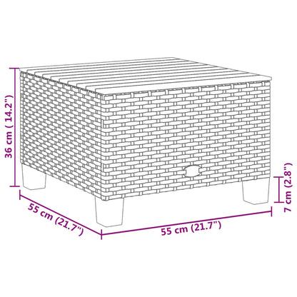 vidaXL Gartentisch Schwarz 55x55x36 cm Poly Rattan Akazienholz